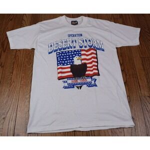 Vintage 1990's Single Stitch Operation Desert Storm Graphic T-Shirt Size Large
